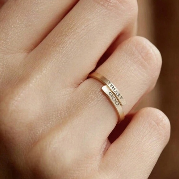 Trust God Gold Color Adjustable Ring - Picture 3 of 3
